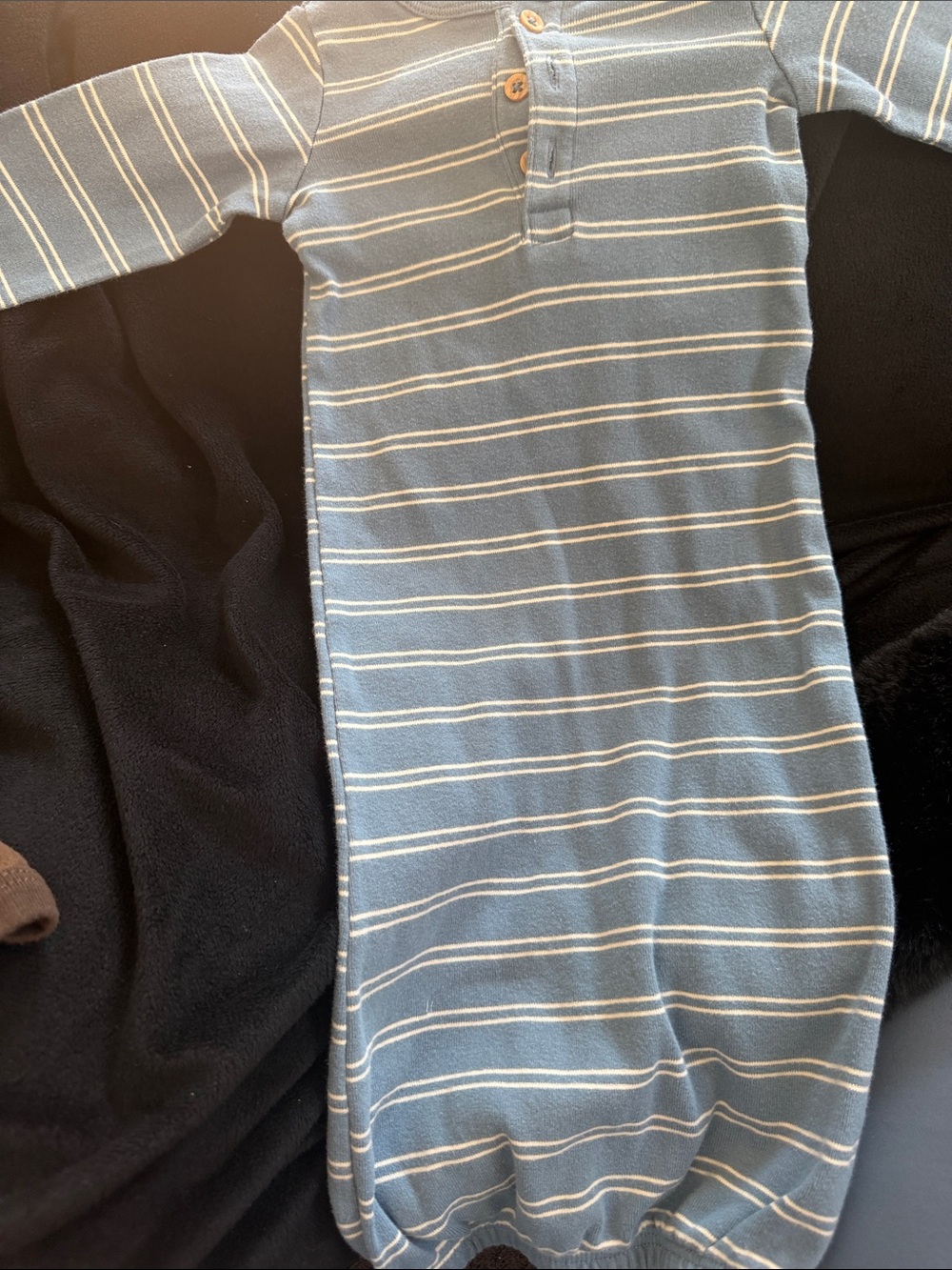 Carters- Striped Blue Baby Gown - Soft Cotton Sleep Sack